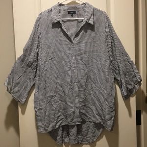 Premise Studio Striped Button Down trumpet 3/4 sleeve hi/lo shirt/Top size 2X